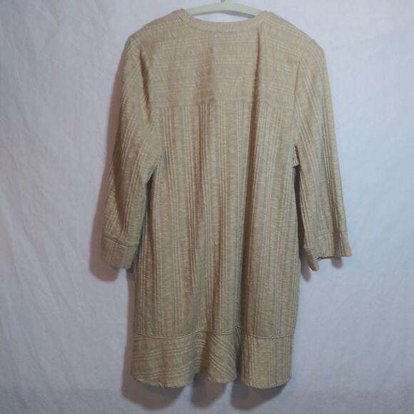 Soft Surroundings Oatmeal Knit Button-Up Tunic Top Stretchy Casual Coastal Sz M - Picture 8 of 8